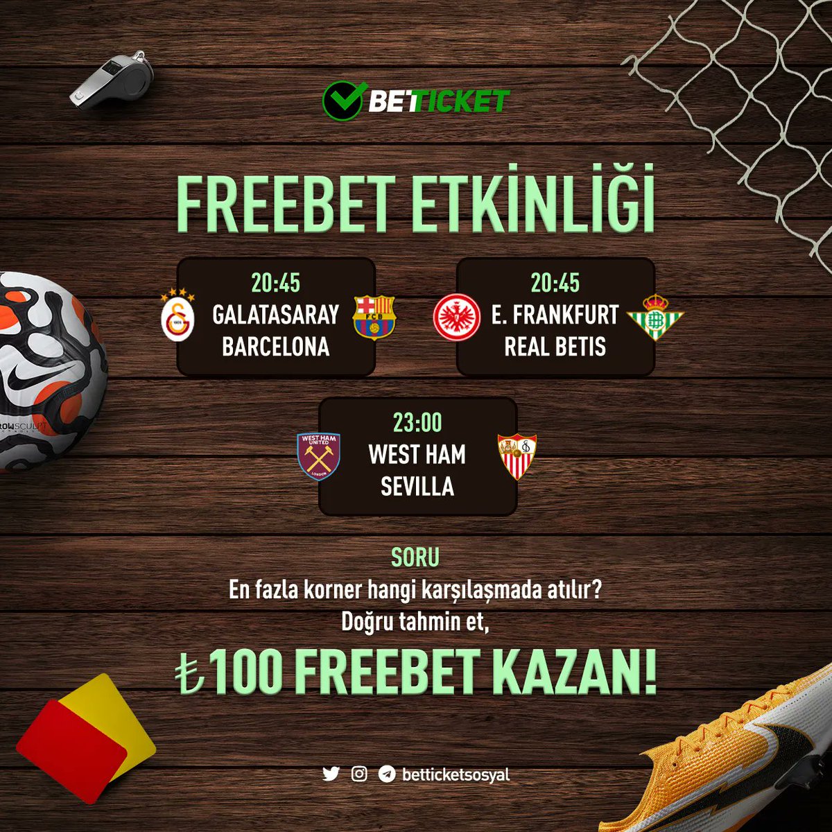 100 TL Freebet seni bekliyor!

En fazla kornerin hangi karşılaşmada olacağını doğru bil, 100 TL Freebet kazanma fırsatı yakala!

Son 3 günde minimum 50 TL yatırım ve RT'yi unutma!

Katılım Linki: buff.ly/36oN2Ib
Kurallar Linki: buff.ly/3Ch6K3t