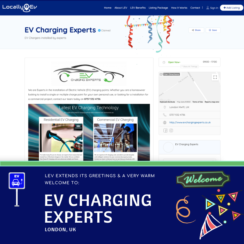 LocallyEv's tweet photo. A warm welcome and greetings to EV CHARGING EXPERTS of LONDON, UK - one of our latest ENHANCED LISTINGS! 

See our latest addition at https://t.co/CGIMGrBPKv

#ebikes #EVcharging #escooter #electriccars #ElectricTruck #EV #EVs #emobility #electricvehicles #electricvehicle #ebikes https://t.co/152nekctsO