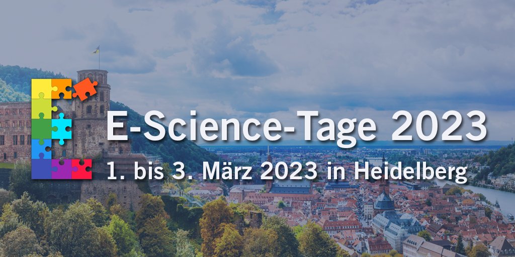 Save the date ✏️🗓️🥳: 
Die 4. E-Science-Tage finden vom 1. bis 3. März 2023 in Heidelberg statt. Das Motto dieses Mal: Empower Your Research – Preserve Your Data! 
Mehr erfahren: e-science-tage.de
#fdm #researchdata #escience