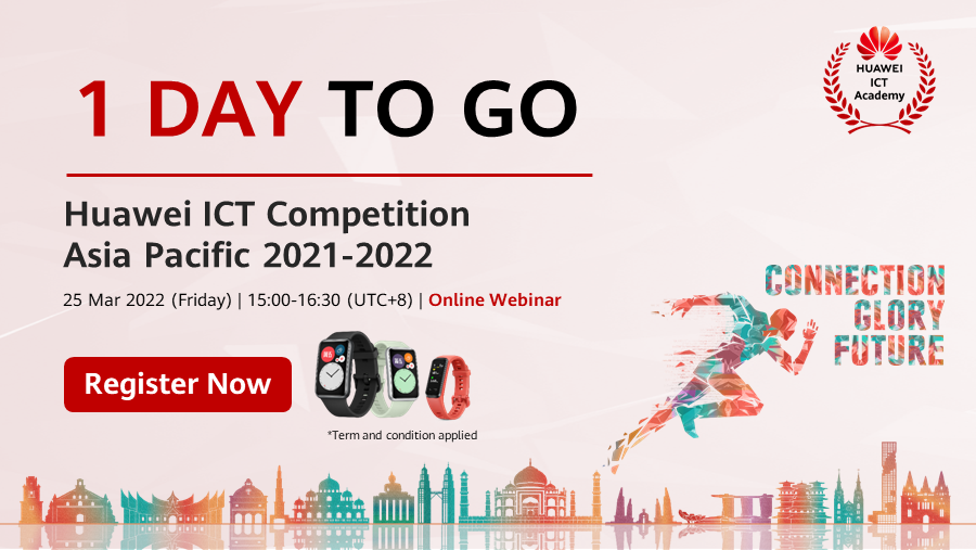 1 hari lagi menuju Huawei #ICTCompetition APAC online webinar dimana para pemimpin muda dari perguruan tinggi terkemuka akan berbagi wawasan profesional ICT Talent mereka. Silahkan registrasi:  bit.ly/3hVhVGz
Term &amp; condition:htps: bit.ly/3hSHNmm
#ICTCompetition