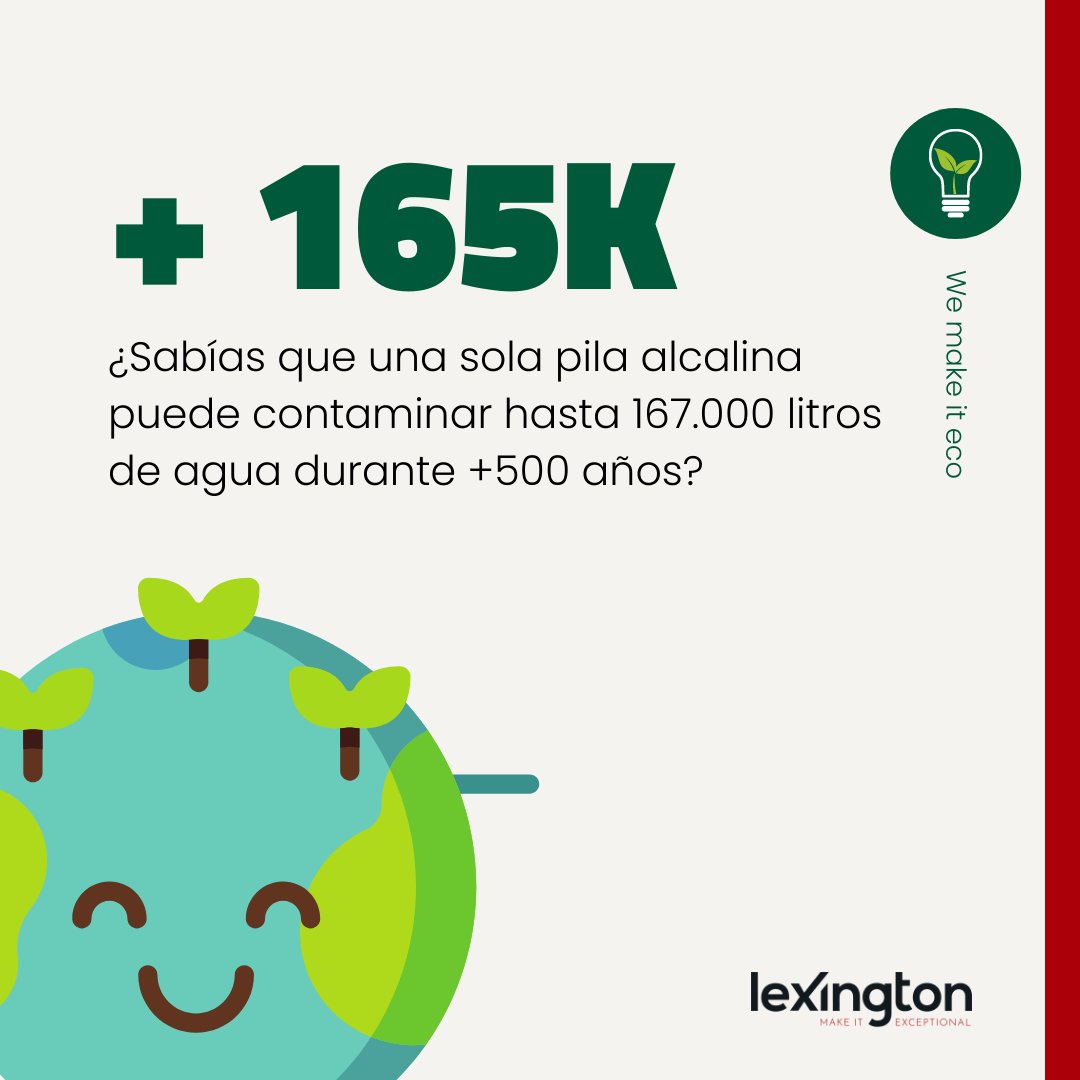 LexingtonBC's tweet photo. OUT OF BATTERY?🔋Una pila alcalina puede contaminar hasta 167k litros de agua. Por eso...¡adoptamos un #recopilador con @ecopilas para cuidar del medio ambiente en la oficina!
Los encontrarás en tus #workspaces Lexington. There is no planetB🌏, so we #makeiteco. Open for➕info! https://t.co/6g5dFYmWU3