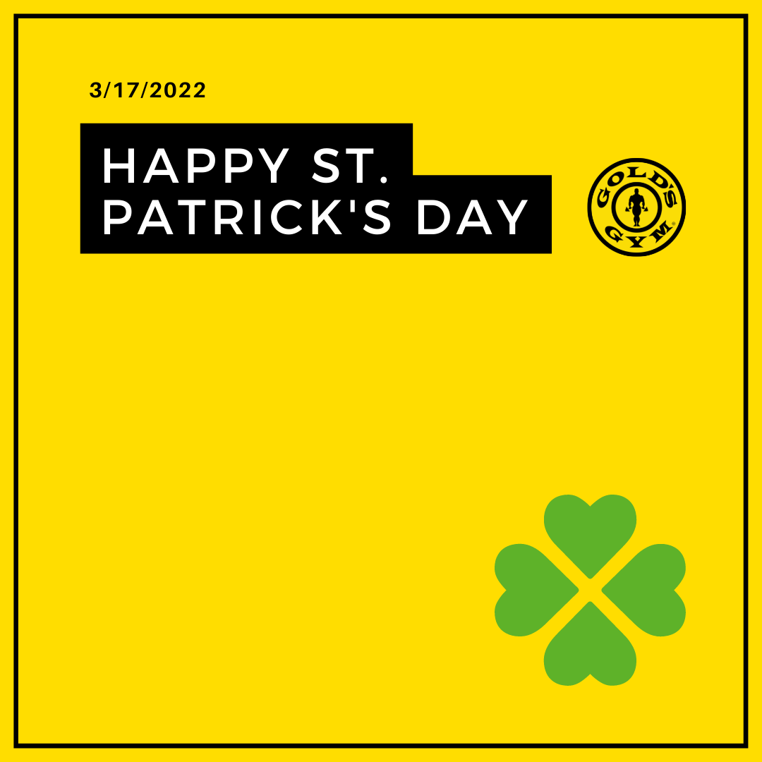GoldsGymJamesIs's tweet photo. Happy St. Patrick's Day! 
#GoldsGym #HealthyLifestyle #GymMotivation #GoldsGymFitness
#WorkOutWithGoldsGym #StPatricksDay #Paddy https://t.co/aFVc0cS5v9