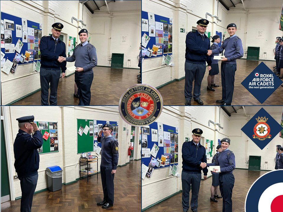 Last night Cpl Sharp, Sgt Collins, Sgt Ferguson, and FS Brown were awarded the <a href="/ComdtAC/">Commandant RAF Air Cadets</a> Coin and Fg Off Cadman and CI Hall the Certificate of Commandant's Special Commendation by Gp Capt Simon...1/6