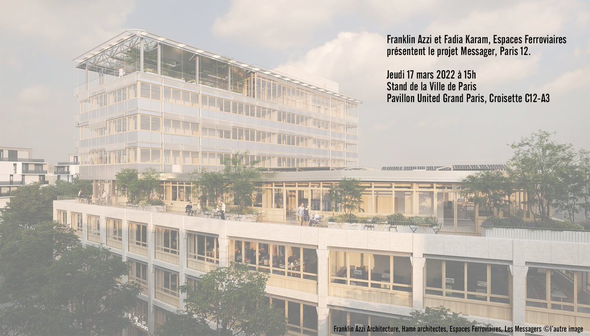 Are you at #MIPIM2022 this week? We would love to meet you! <a href="/franklinazzi/">Franklin Azzi</a> and Pascaline Pobé will be representing us in Cannes from March 16-18.
Today, Franklin AZZI presents the Messager project alongside Fadia KARAM from <a href="/E_Ferroviaires/">Espaces Ferroviaires</a>
#mipim #architecture