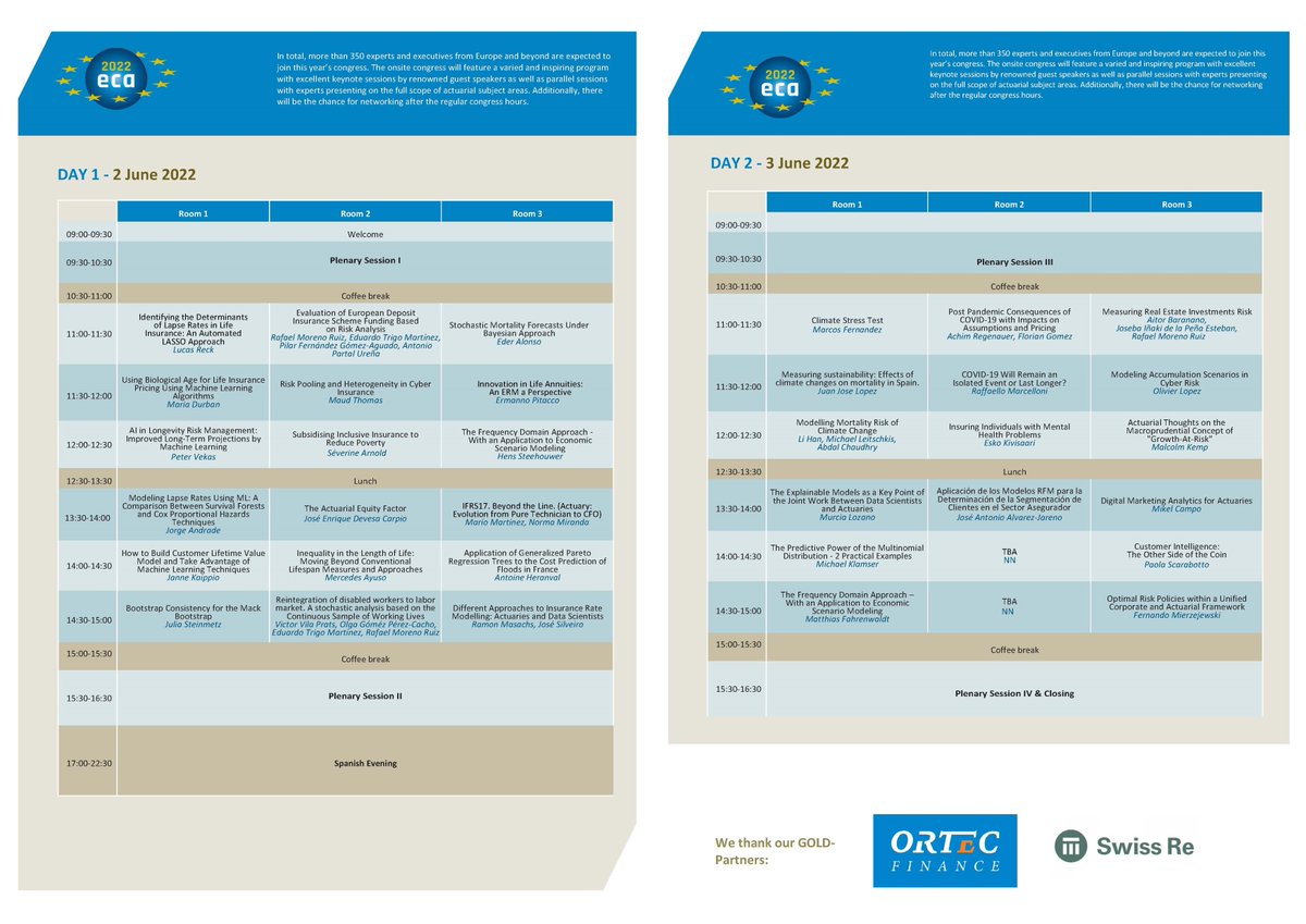 eca2022's tweet photo. The #ECA2022 hosted by the AAE (@InfoAAE) awaits its guests with an exciting program for actuaries from all fields. Check it out now: https://t.co/oIJhtZIxna https://t.co/InwhtwhapK