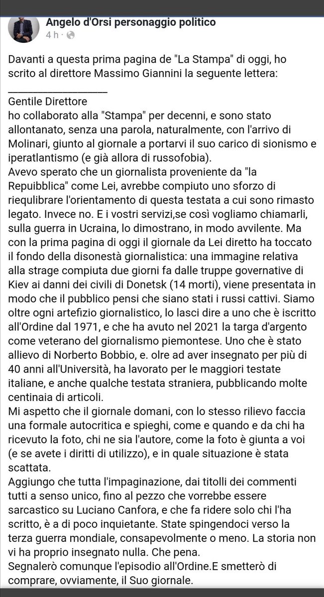 rubio_chef's tweet photo. Condivido ogni singola parola de’r poro Orsi mio caro sionista. Sei imbarazzante @MassimGiannini #KIEV #Donetsk #Donbass #Ukraine #UkraineRussiaWar https://t.co/EmqkuQWkfA