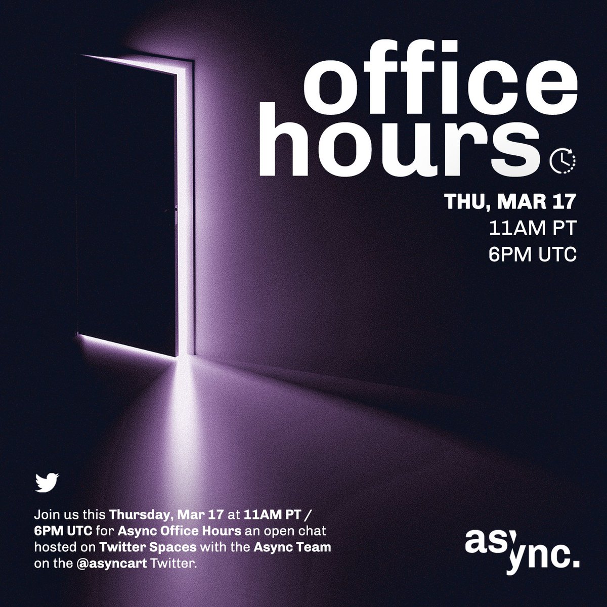AsyncArt's tweet photo. Join us for this week's #AsyncOfficeHours!
Our team will be hanging out in Spaces live to take community questions + share the winner of this week's #AsyncBlueprints Edition giveaway π₯π₯π₯
Tune in via @TwitterSpaces at 11am PST π
See you there! >>> https://t.co/NyfdIIGB5b https://t.co/0Qa2qFUAqV