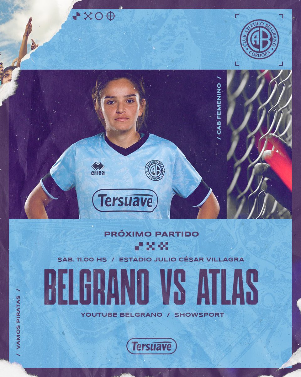 #FemeninoBelgrano 
PRÓXIMO PARTIDO 🔜

#Belgrano 🆚 #Atlas
📆 Sábado 19/03
⌚ 11:00
🏟 Estadio Julio César Villagra
📺 <a href="/ShowsportCanal/">Canal Showsport</a> y canal de YouTube del Club

✔ Socios/as con abono contratado ingresan sin cargo a Cuellar.

Toda la info, acá   👉 bit.ly/3N36kDQ