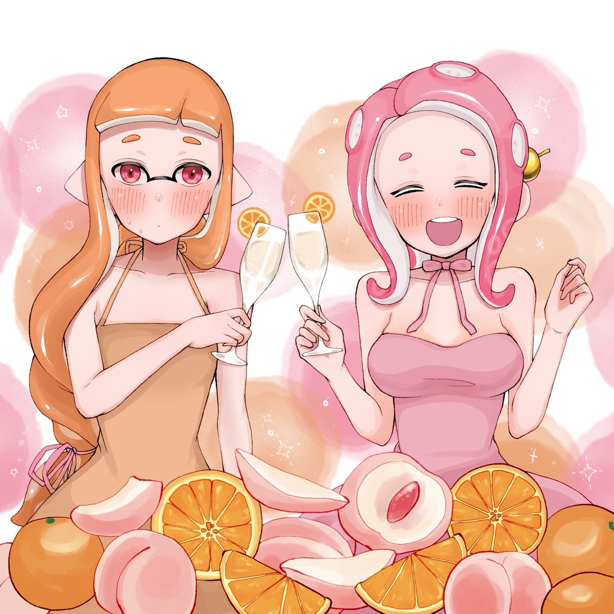 イカガール(スプラトゥーン) ,8号 「🍊🥂🍑 」|ナツルのイラスト