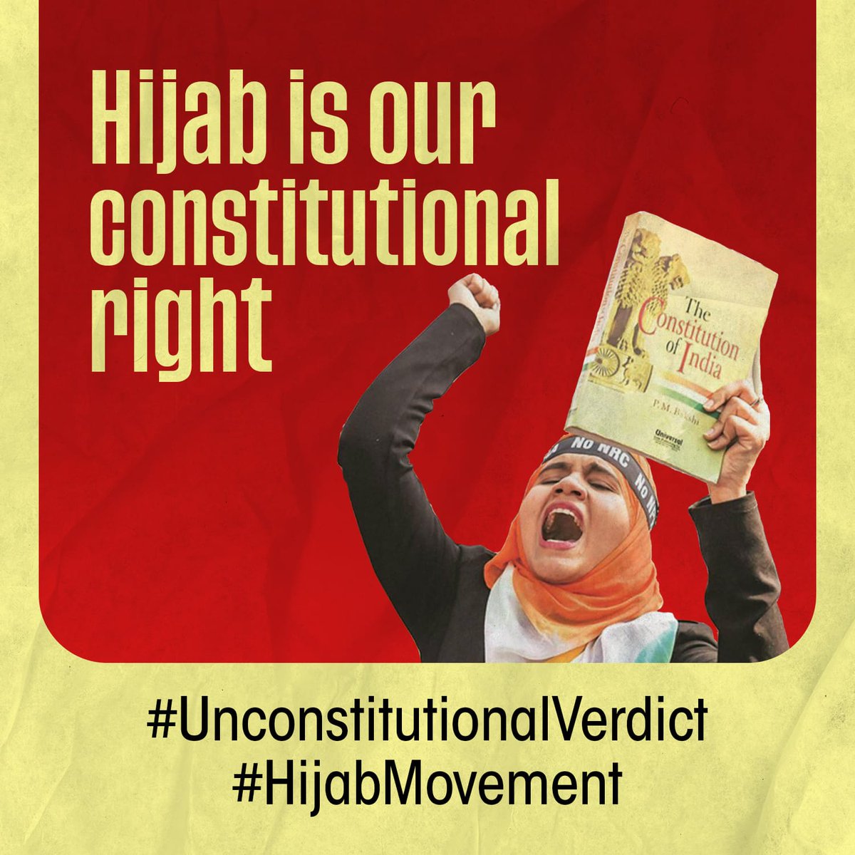 RifaPm's tweet photo. Why follow a verdict that is against the constitutional values? Hijab is our right and we will fight for our right
 #Unconstitutionalverdict 
 #Hijabmovement https://t.co/WetuiP6hid