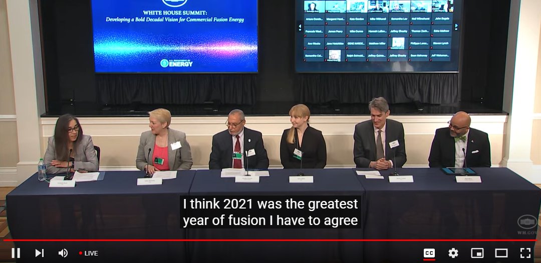 meyertim's tweet photo. Director Steve Cowley of @PPPLab at @WHOSTP #FusionEnergy outlines why 2021 was the greatest year of fusion with @Livermore_Lab NIF results and @UKAEAofficial JET results as well as the computing and modeling to calculate, predict, and control plasmas at 100M-200M degrees. https://t.co/On9pK4KaGi
