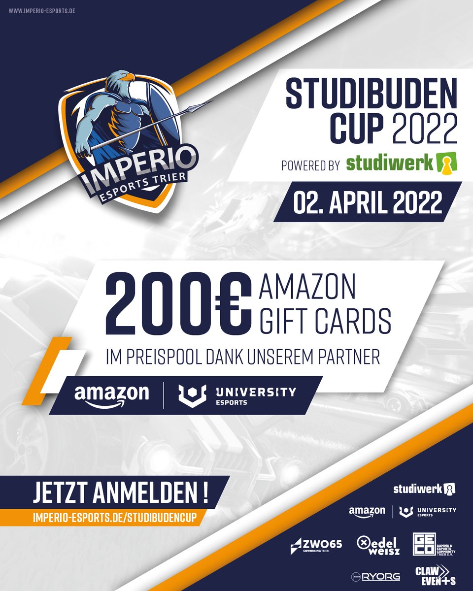 Dank unserem Partner @uniesports_de  könnt ihr beim diesjährigen #Studibudencup unter anderem 200€ in Form von Amazon Gutscheinen gewinnen! 
Also worauf wartet ihr noch? Meldet euch an unter: studibudencup.de