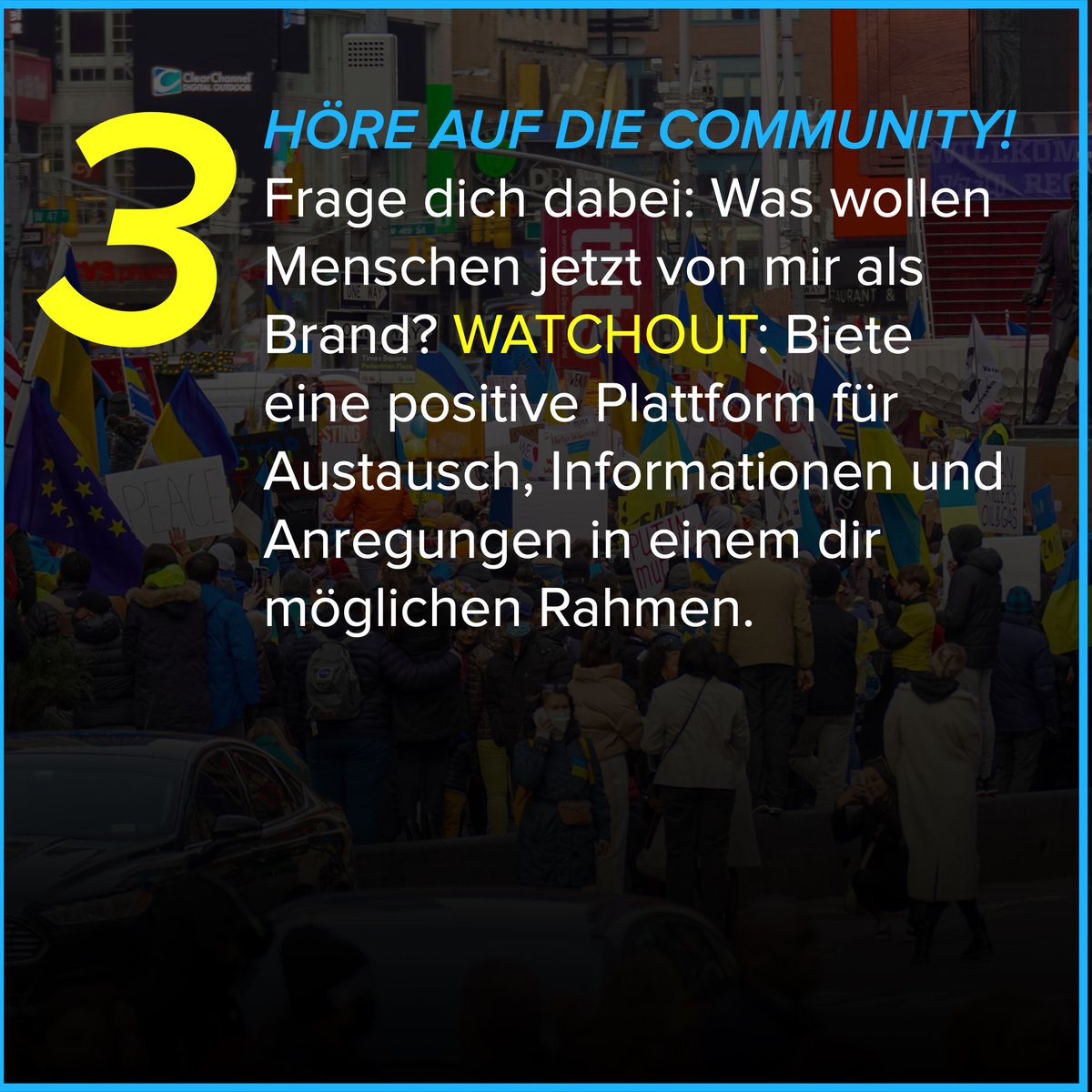 Bei der Kommunikation auf Social Media sollten Marken ein Gespür für die aktuelle gesellschaftliche und politische Situation haben. Das gilt besonders in Krisenzeiten. Was ihr dabei beachten müsst, haben wir in 3 Punkten zusammengefasst.