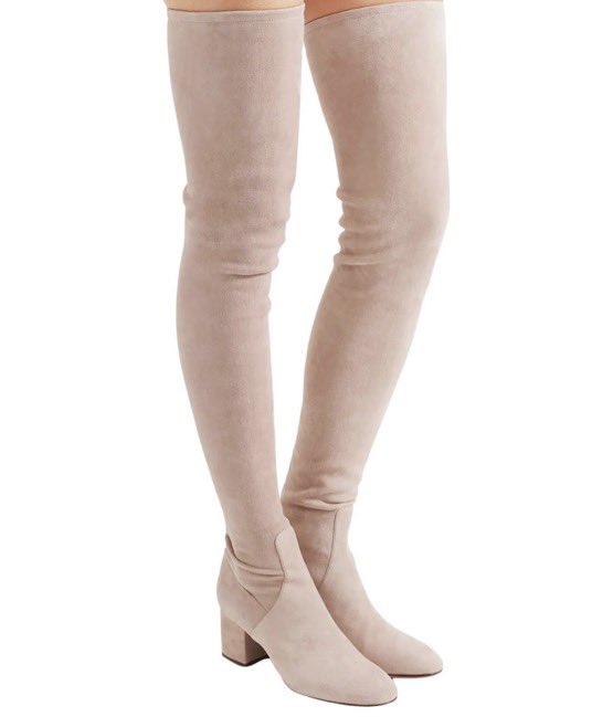 Julien Calloway wearing Valentino Garavani Stretch-suede thigh boots ($1,995)