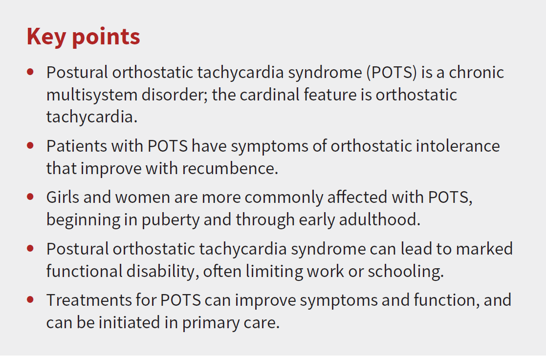 CMAJ on X: Postural orthostatic tachycardia syndrome (POTS) is a chronic,  multi-system disorder that mainly affects girls and young women, and can  lead to functional impairment. Learn more (and earn CPD credits)