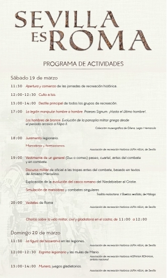 Ayto_Sevilla's tweet photo. ⚔️ Sevilla será Roma este fin de semana. ⚔️ 

🐴⛓️ Un evento de recreación histórica trasladará los Jardines del Prado a la Roma clásica, con escenas de la vida civil y militar como cultos o el juramento legionario.

💬 Ciclo de conferencias previo mañana viernes ➡️ 16:30 horas. https://t.co/cwe0GDZJNq