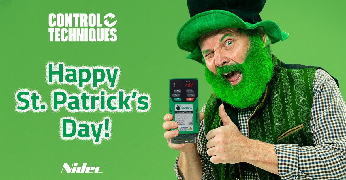 Nidec_CTA's tweet photo. Happy St. Patrick’s Day!
Find your pot of gold with energy savings using the Commander C AC drives from Control Techniques.
https://t.co/hkQmjhvwnE
#GoGreen #CommanderC #StPatricksDay https://t.co/UTVCGfrL4u