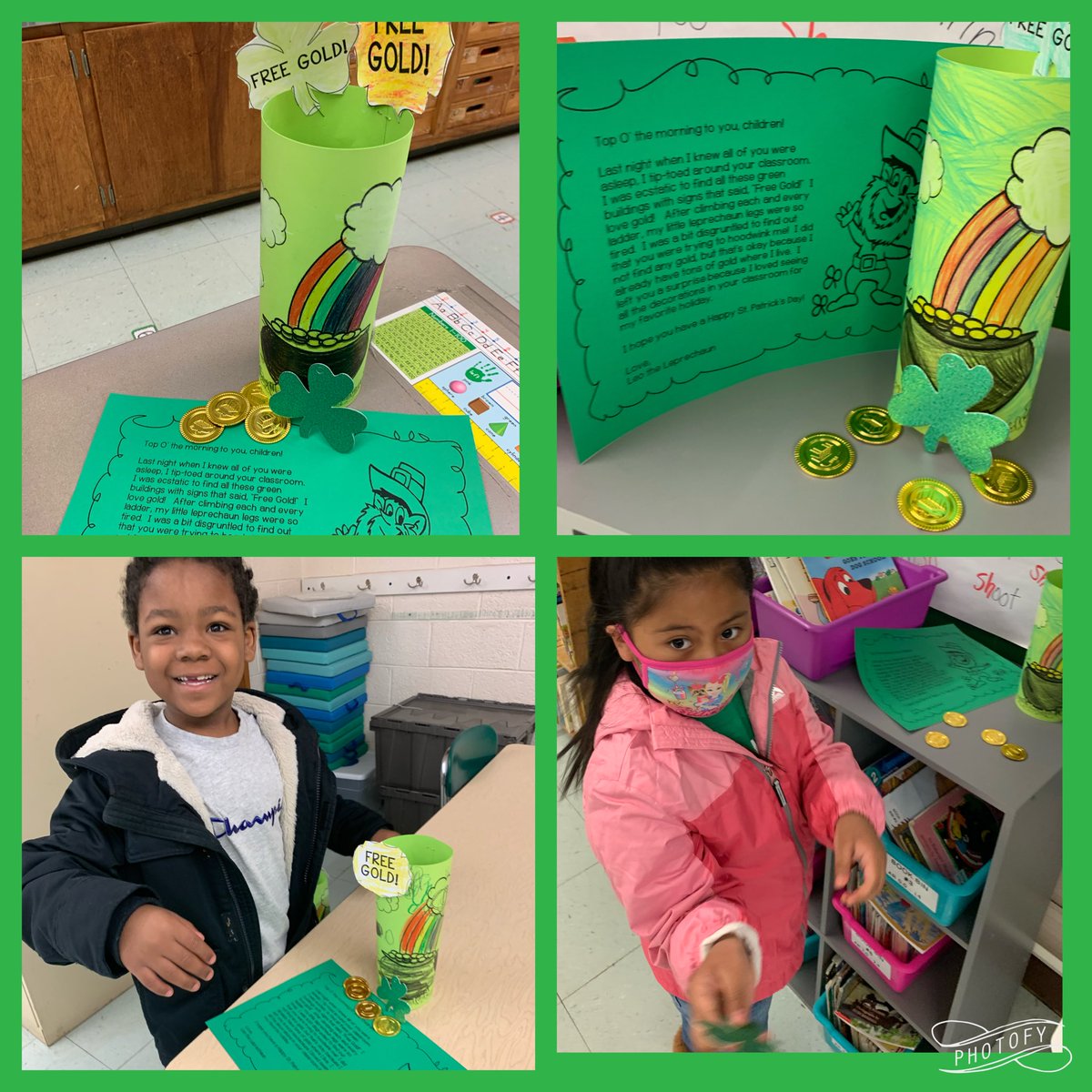 AlisonGibbons01's tweet photo. We tried to trap the leprechaun last night, but we didn’t have any luck!  Luckily, he left these scholars a little surprise! #chdreambuilders @missniss312 https://t.co/QghwWweXzL