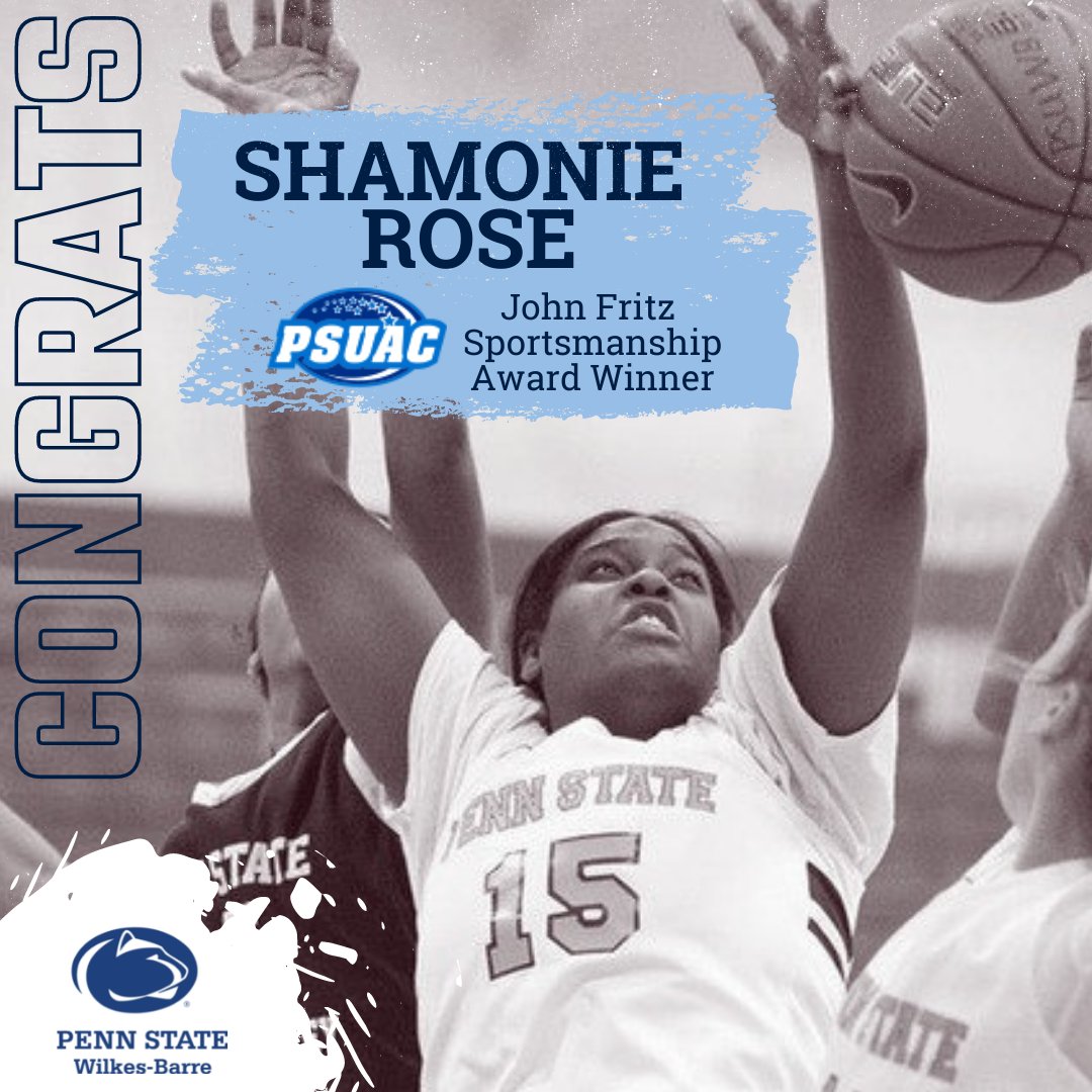 Congratulations to first-year student-athlete Shamonie Rose, who was recently awarded PSUAC's John Fritz Sportsmanship Award for her performance in the 2021-2022 women's basketball season. The Award is granted to a player who exhibits excellent sportsmanship and ethics.