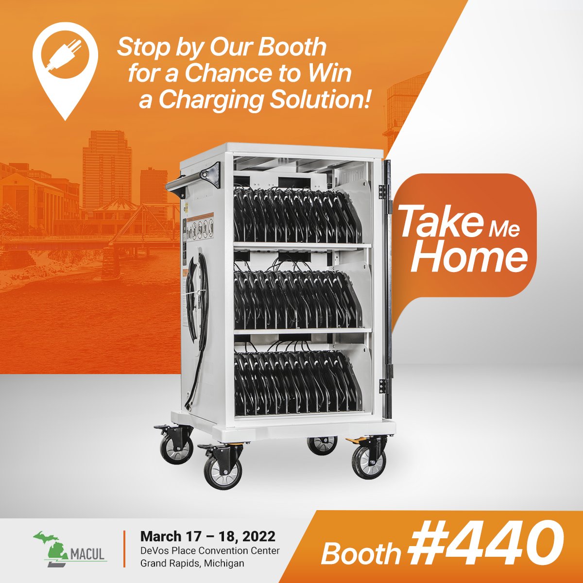 AnywhereCart's tweet photo. We're here at @MACUL in Grand Rapids! Check out our latest classroom solutions at booth 440 and enter to win a Charging Cart! #Macul #Macul2022 https://t.co/CPiEDE0HfX