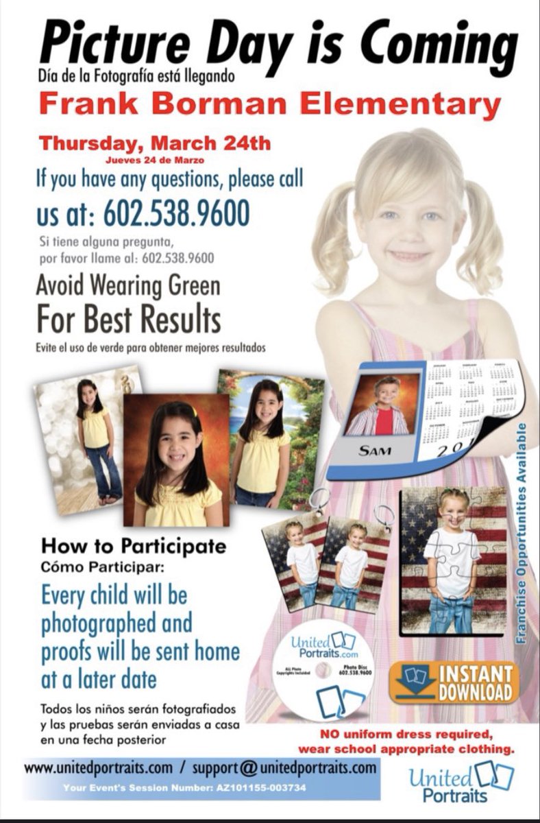 Mark your calendars! Spring Picture Day is Thursday, March 24th. #oneteamunafamilia