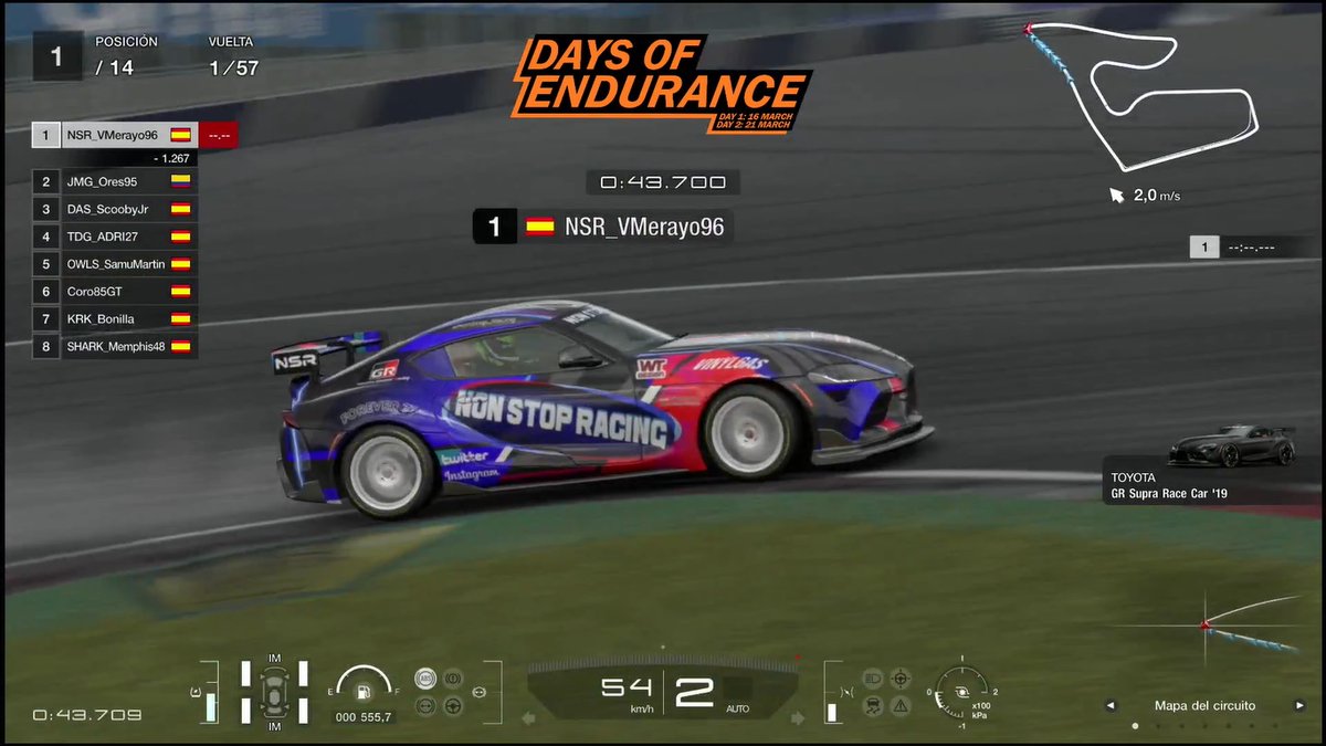 Aún estamos con la resaca de la carrera de ayer.

¡Qué bonito se ven nuestros colores en pista! 💙❤️

Gracias también a nuestros colaboradores <a href="/Vinylgas_/">Vinylgas</a> y <a href="/wearteamdesign/">wear_team_design</a>, que nos dan fuerzas para continuar con este bonito proyecto 💪

#GT7 #DaysOfEndurance #NSR