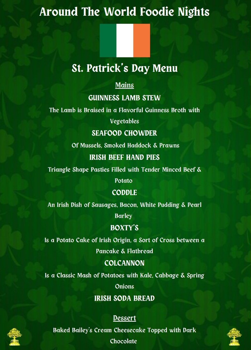 Happy St Patrick's Day 🍀 
It's being 3 years since we last celebrated this event 🥳🥳
We have plenty of #Guiness and one table remaining for tonight's 🌎 #foodieevent  Of course we are heading to 🇮🇪 with music from 9pm till late 🎶 #StPatricksDay