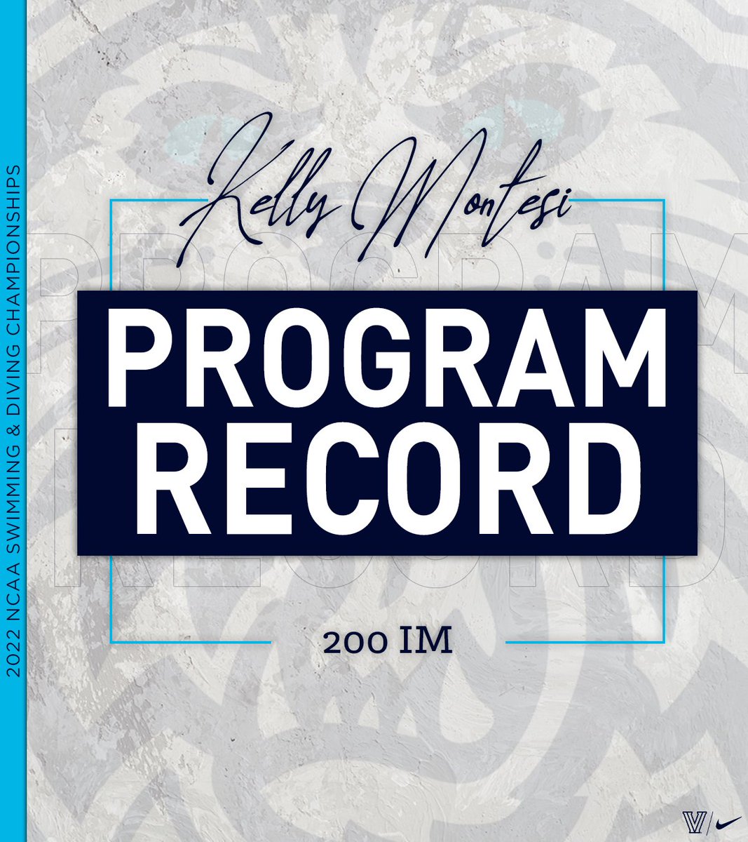 NovaSwimDive's tweet photo. 🚨 ℙℝ𝕆𝔾ℝ𝔸𝕄 ℝ𝔼ℂ𝕆ℝ𝔻 🚨

Kelly Montesi now sits atop the school's 200 IM list with a 1:58.98! She holds four of the top 10 times in Villanova history!

#GoNova | #NovaNation https://t.co/yGTkHYvKF1