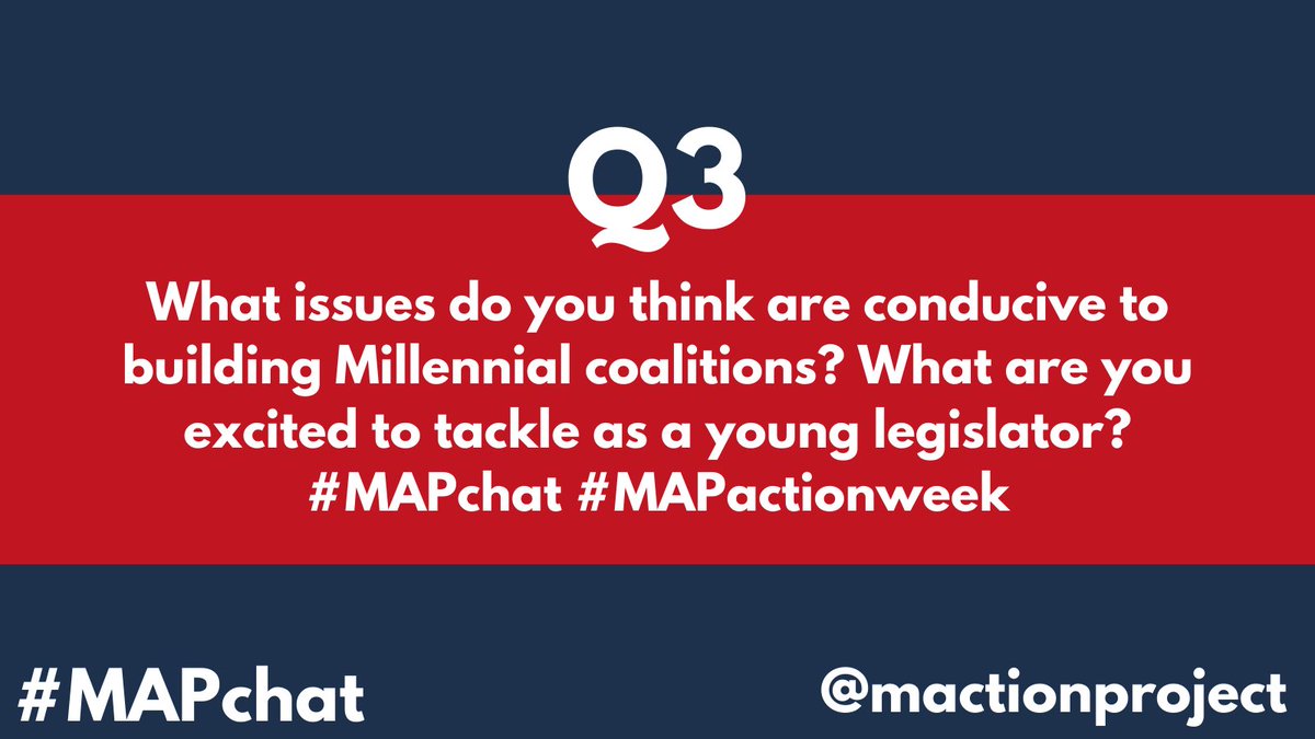 futurecaucus's tweet image. Q3: What issues do you think are conducive to building Millennial coalitions? What are you excited to tackle as a young legislator? #MAPchat #MAPactionweek