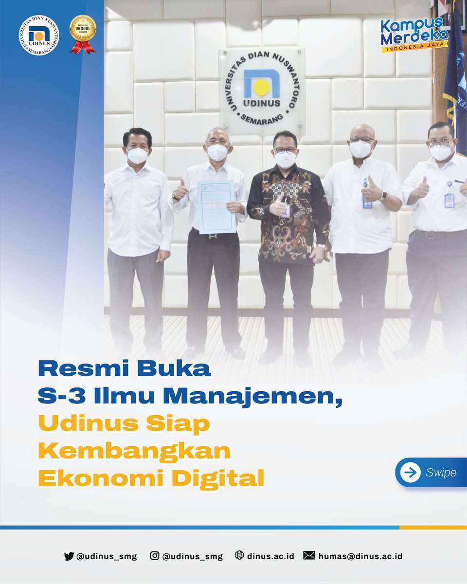 udinusofficial's tweet photo. Hai Dinusianπ«
Kabar gembira nih untuk Dinusian yang mau lanjutin S-3 di Udinus, karena Udinus resmi membuka Prodi S-3 Ilmu Manajemen
https://t.co/z92xHLbqmr
#ProgramDoktorUdinus #ProgramDoktor #S3IlmuManajemen #IlmuManajemen #LLDikti https://t.co/IoaJIU2056