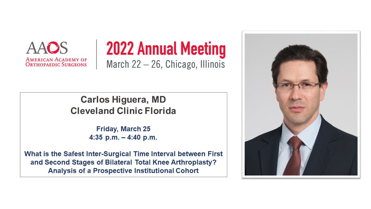 CleveClinicFL's tweet photo. Don't forget to register for the 2022 @AAOS1 Annual Meeting where #CleveClinicFL #orthopaedicsurgery expert, @carhigueramd will be presenting on bilateral total #kneearthroplasty.

➡️ Register today: https://t.co/fVJjK9AIVj

#ortho #orthosurgery #clevelandclinic https://t.co/aO2hVfePM5