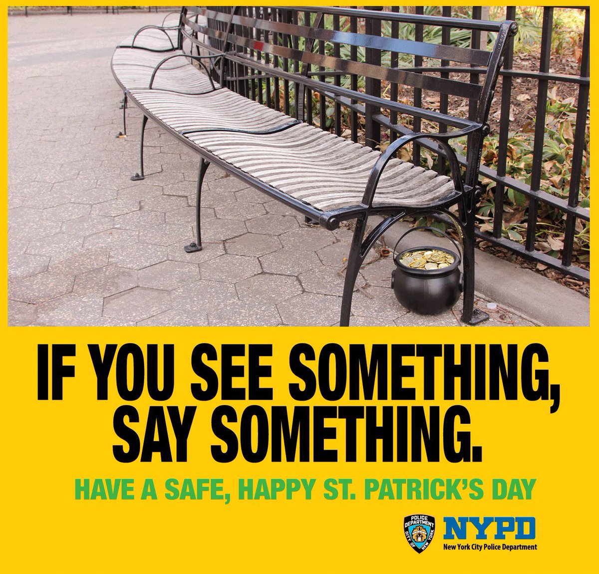 NYPD19Pct's tweet photo. We’re everywhere today, but can still use a few extra pairs of eyes 👀...

If you see anything at all, that just doesn’t look right, alert one of us— &amp; to make it easier for you, we’re the only ones NOT wearing green. #StPatricksDay https://t.co/Jexoi0HAvN