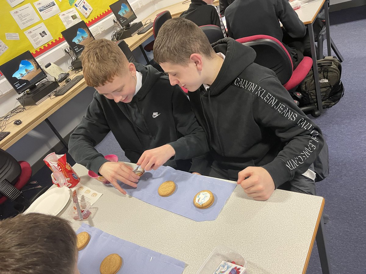 Learning about different production methods by making empire biscuits. S3 thoroughly enjoyed active learning  ☺️ #StrivingforExcellence #weCARE <a href="/Dumbarton_Acad/">Dumbarton Academy</a>