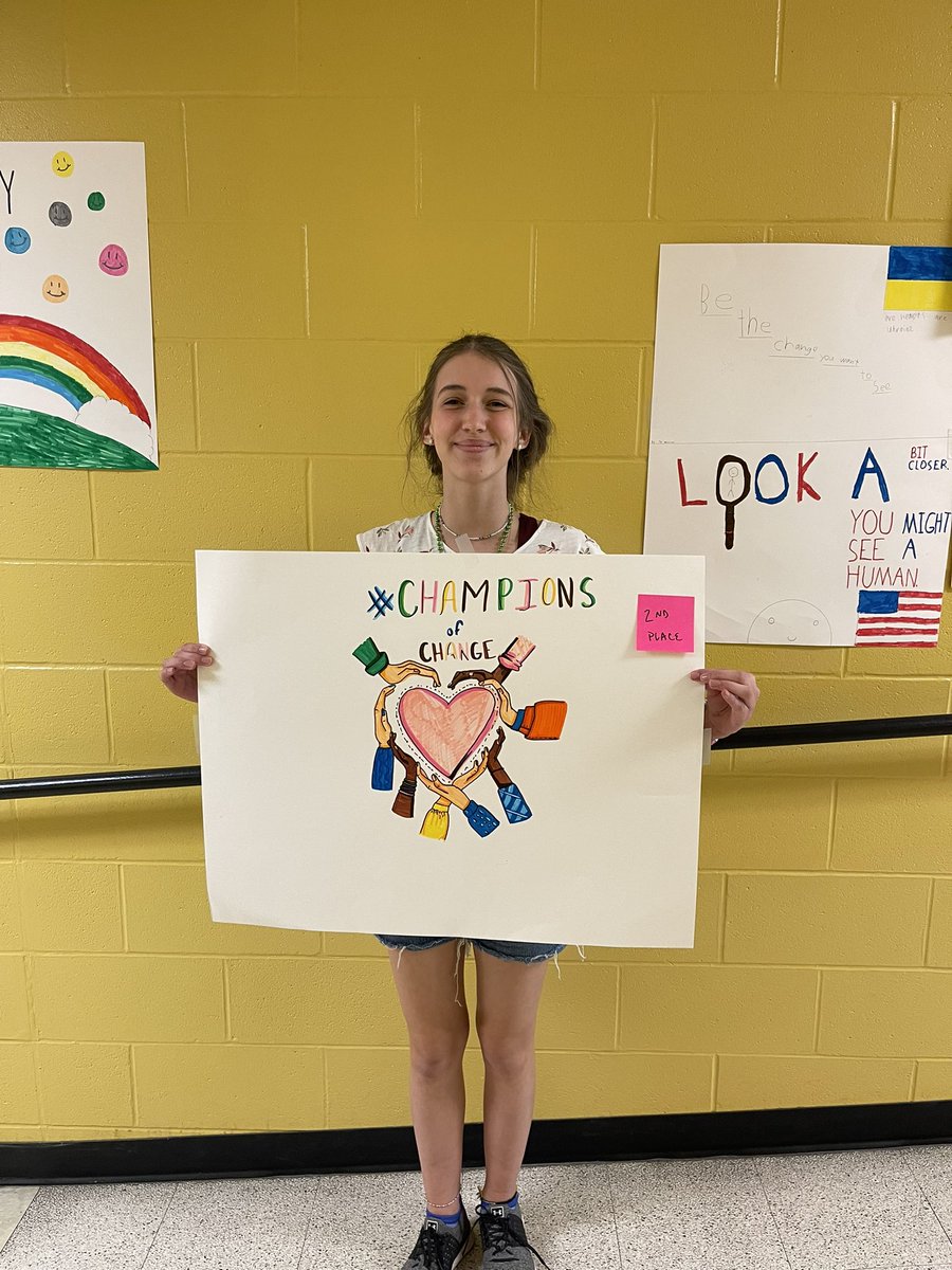 GuidingFMS's tweet photo. Shoutout to our top three poster winners from our champions of change contest. It was a very touch decision. We are missing one student gone to StuCo. Way to go @FMS_Hornets  @BethHouf @plybon58 @Shorstmeier @BurfieldChelsea https://t.co/wuUV4hVjC1