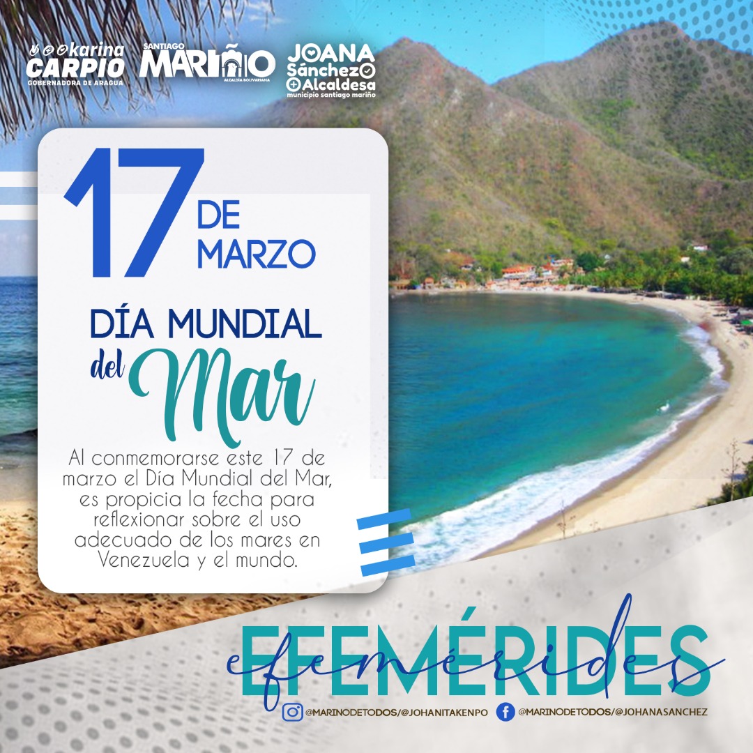 #17Mar Esta fecha fue establecida por el Consejo de Administración de la Organización Marítima Mundial (OMI) y es propicia para invitar a la reflexión sobre el uso adecuado de los mares en Venezuela #RostrosProductivos