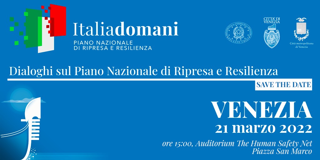 ItaliaDomaniGov's tweet photo. 🔜 Lunedì 21.03 ⏰ Ore 15 

🚣Tappa in laguna per "Italiadomani - Dialoghi sul #PNRR"  

📣Con i ministri Franco @MEF_GOV, Messa @mur_gov_,@renatobrunetta @FunzPub e @zaiapresidente @RegioneVeneto,@LuigiBrugnaro @comunevenezia @CMVenezia

👉 Info https://t.co/kSzcsBoFkm

#Venezia https://t.co/R9JJG3MB0R