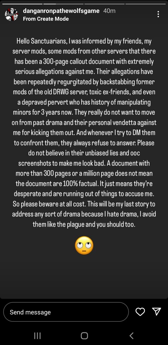 bunnerfloof36's tweet photo. Danny's response, moments before he blocked me on Instagram too
He really can't take criticism huh?
" Won't message me/I messaged many of them and got no replies "
Danny I'm hurt, I didn't get a single message from you, how rude/s
Lmao
#drwg #fangan #fanganronpa https://t.co/RmzDmszdlE