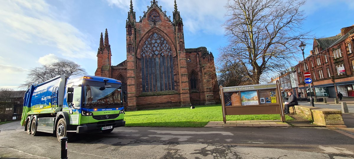 Our team from Cumbria Waste Group were excited to trial the new Electra eCompact 100% electric bin wagon on a selection of our routes.  It generated a lot of interest from the public as the team completed their rounds, did you see us? 🚛♻️🚍
#cumbriawaste #evs #cleanenergy