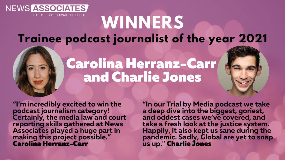 Congratulations to @CHerranzCarr and @charliedanjones, joint winners of the @NCTJ_news trainee podcast journalist of the year award! 🎧 #TeamNA #StartedHere #NCTJawards