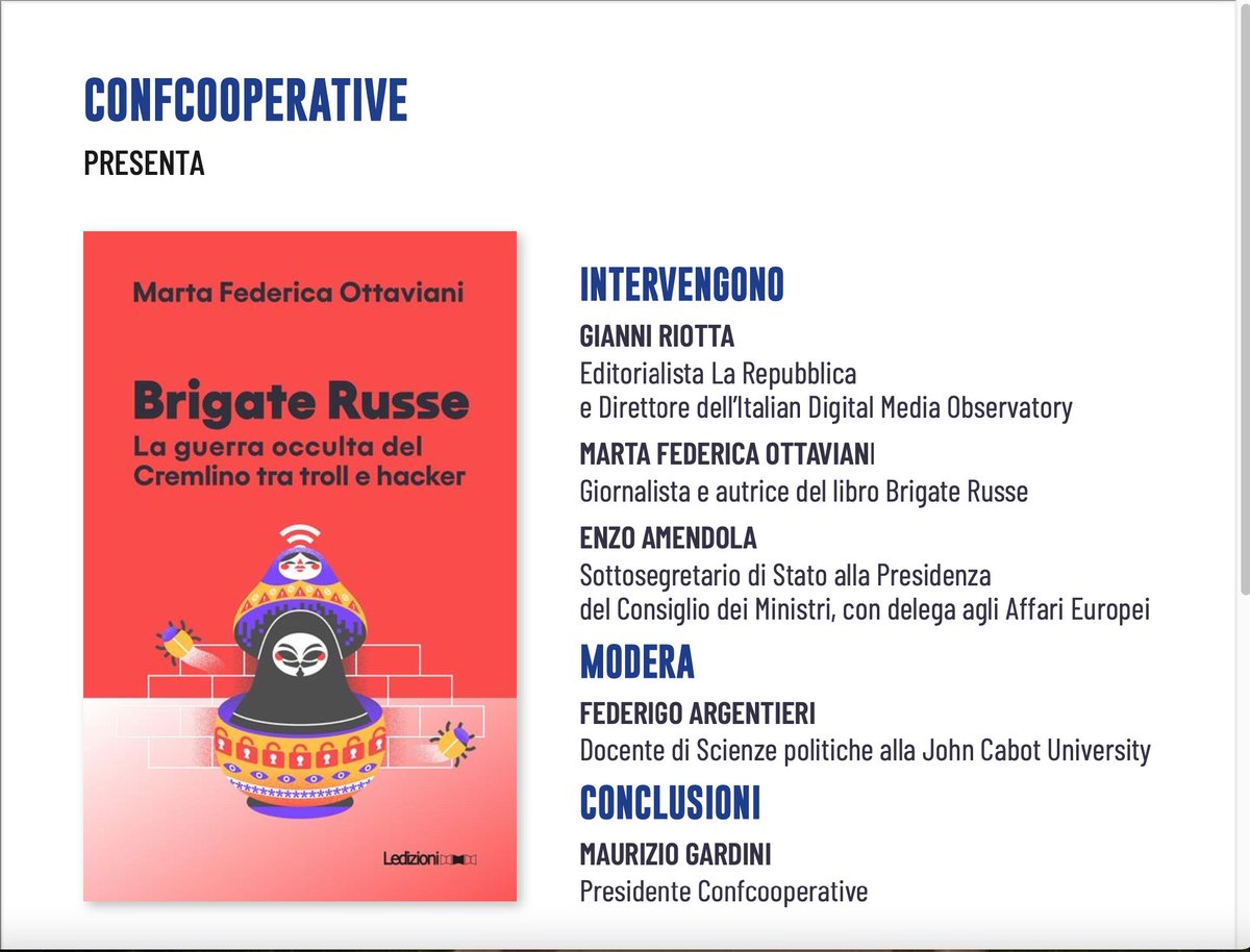 martaottaviani's tweet photo. Il 30 marzo c'è #brigaterusse a Roma. Vi aspettiamo. E grazie a @Confcooperativ1 @amendolaenzo @riotta https://t.co/c1FylQVRjA