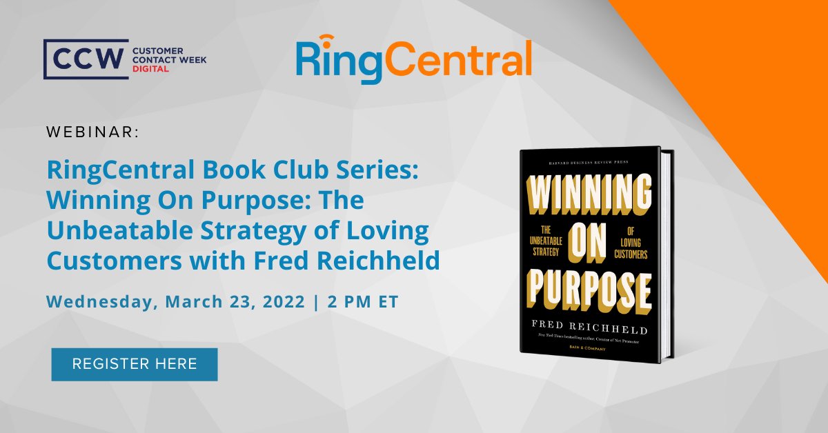 Join <a href="/FredReichheld/">Fred Reichheld</a>, <a href="/Hyken/">Shep Hyken</a>, and <a href="/joannapalmer1/">Joanna Palmer</a> from <a href="/RingCentral/">RingCentral</a> at our next Webinar as they discuss Reichheld's latest book, Winning on Purpose: The Unbeatable Strategy of Loving Customers and the power of NPS feedback!

Register here: bit.ly/3w7rr1K
