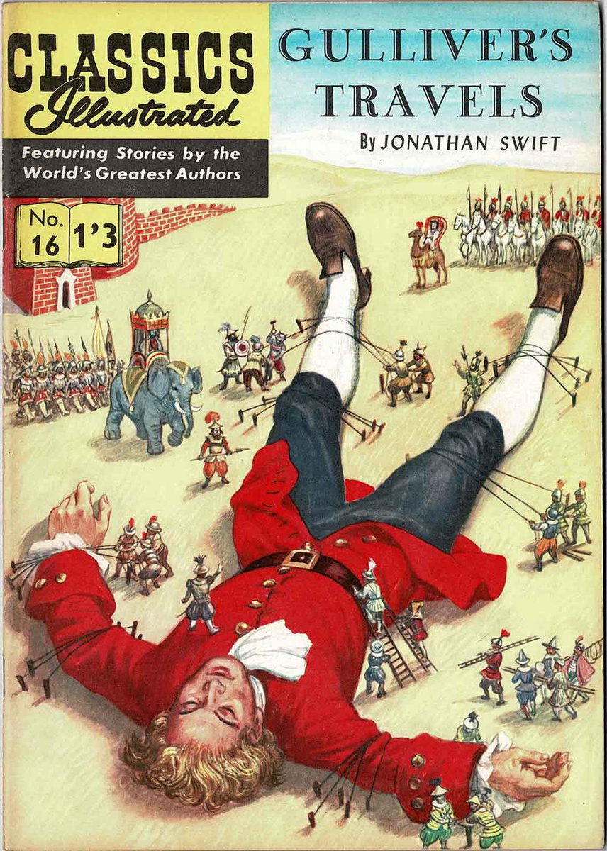 ClassicComicsUK's tweet photo. 🍀Happy St Patrick's Day🍀
Today we're celebrating the fantastic Irish author Jonathan Swift. If you've never read his literary classic Gulliver's Travels, why not take a look at Classics Illustrated graphic novel version of this adventurous tale? #StPatricksDay https://t.co/mEoYyM2qXz