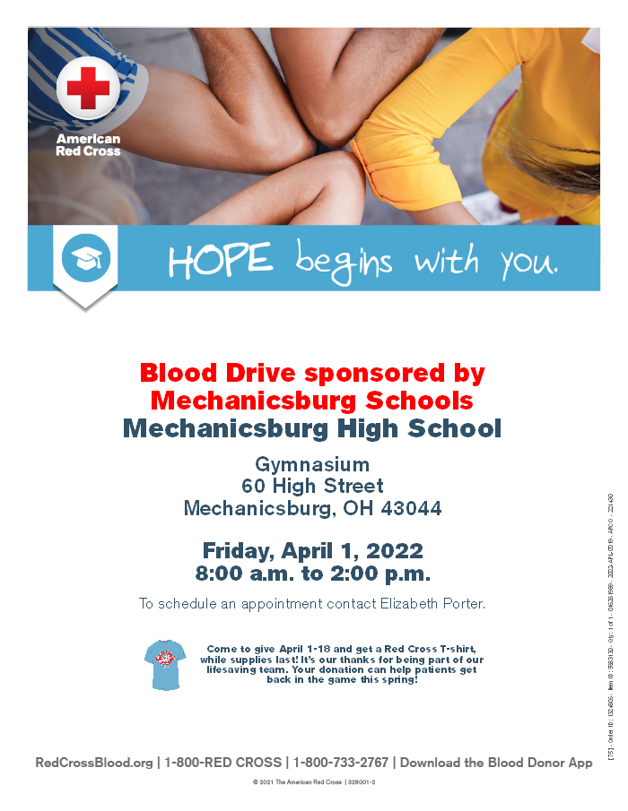 Red Cross Blood Drive on April 1, 2022. Sign up to donate today! redcrossblood.org
