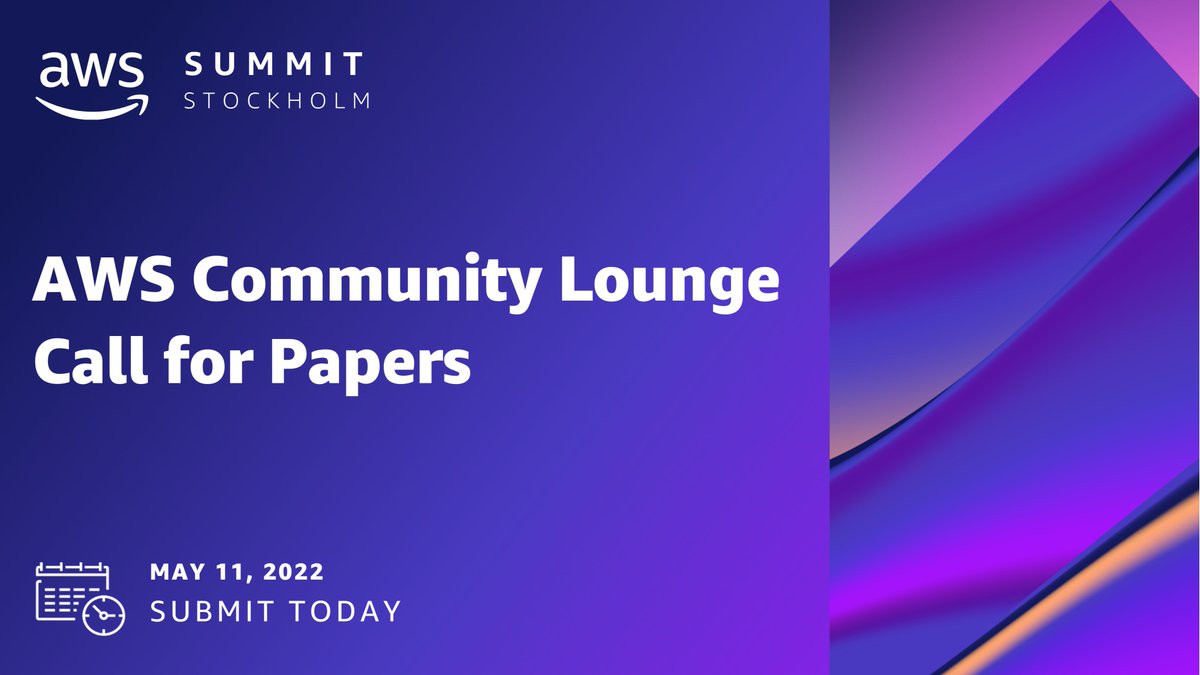 Do you want to speak at the AWS Summit Stockholm on May 11? Submit your session for a chance to speak in the AWS Community Lounge and share your story!

Submit today!
eventbox.dev/survey/JIAVWPH
#aws #awssummit #awscommunity
