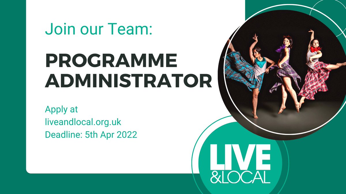 We’re looking for a Programme Administrator!  
Become a part of our Business &amp; Operations team supporting the efficient administration of our programme and projects. 

Apply via our website by midday 5th April 2022: bit.ly/Live_and_Local… 

#ArtsJobs #RutalTouringUK