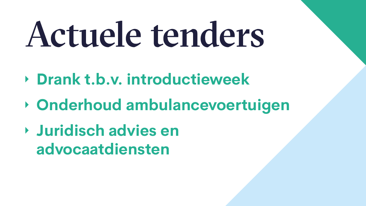 Drank voor de introductieweek van <a href="/MaastrichtU/">Maastricht University</a>, onderhoud aan de ambulances van <a href="/RAVBrabantMWN/">RAV Brabant MWN</a> en juridisch advies voor de <a href="/AmsterdamNL/">Gemeente Amsterdam</a> We laten het aan uw eigen verbeelding over wat de relatie is tussen de aanbestedingen in dit #tenderalert aanbestedingen.corusadvies.nl/actuele-tenders