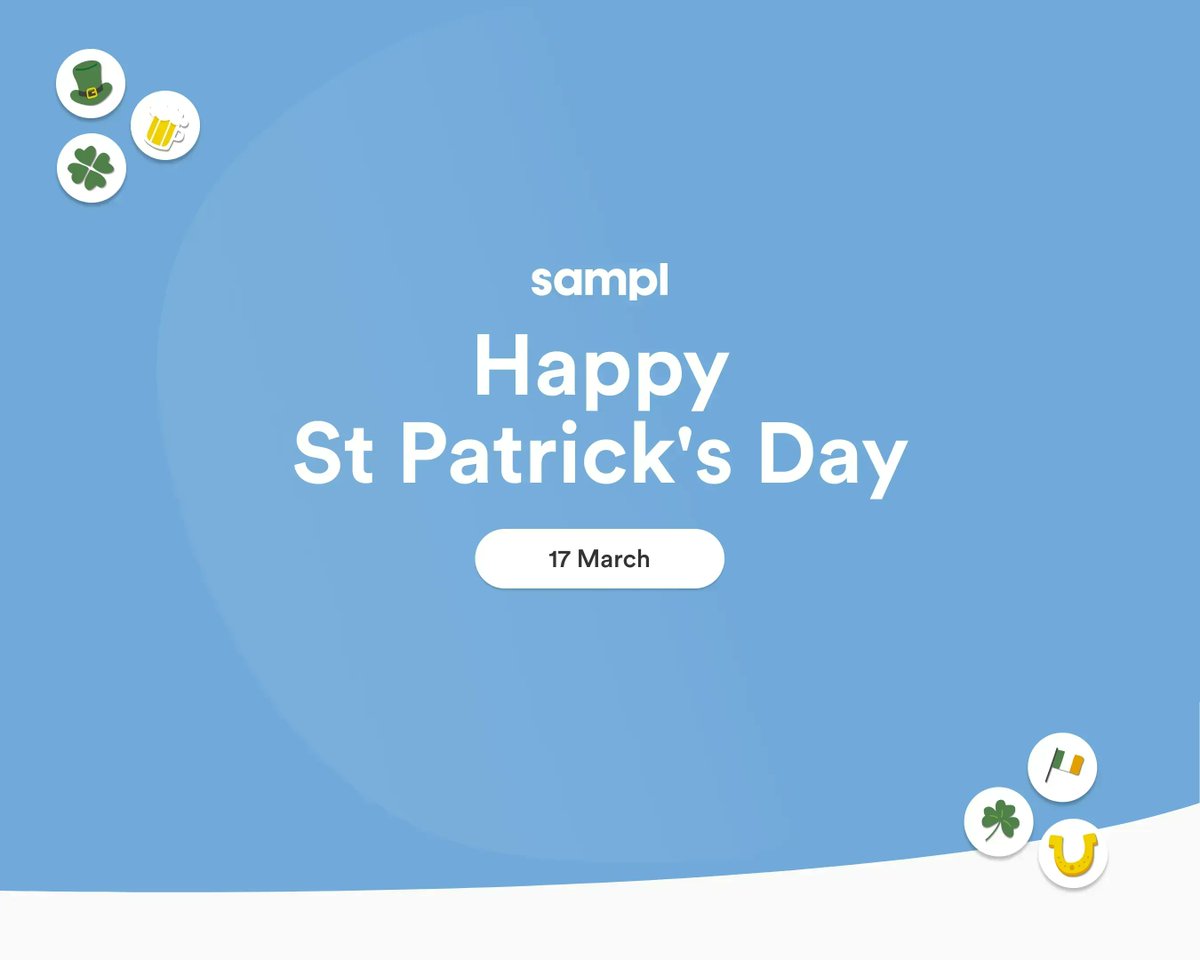 sampltech's tweet photo. It's time for all things green and Irish! ☘️

The Sampl team wishes you all a great St Patrick's Day!

#StPatricksDay https://t.co/5CJiOXIwfE