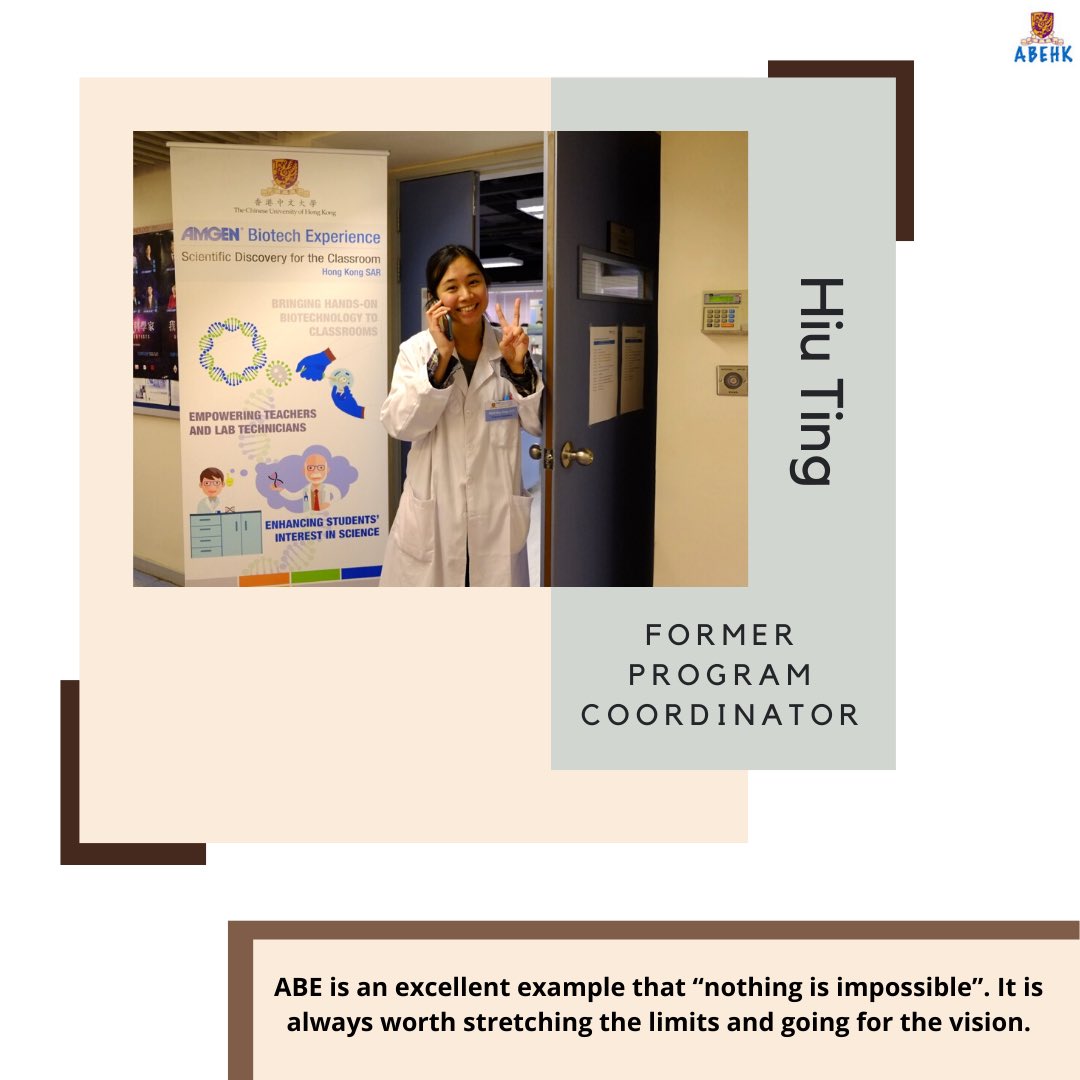 ABEHK Inspirations (2)
Delighted to invite the former Project Coordinator – Ting Ting, to share her experience. “Light Keepers” are now her passion. 🥳😆

Check this out 😉
Link:facebook.com/13469773384096…

#Amgen #ABEHK #AmgenBiotechEpxerience #ABEHKInspiration #安進