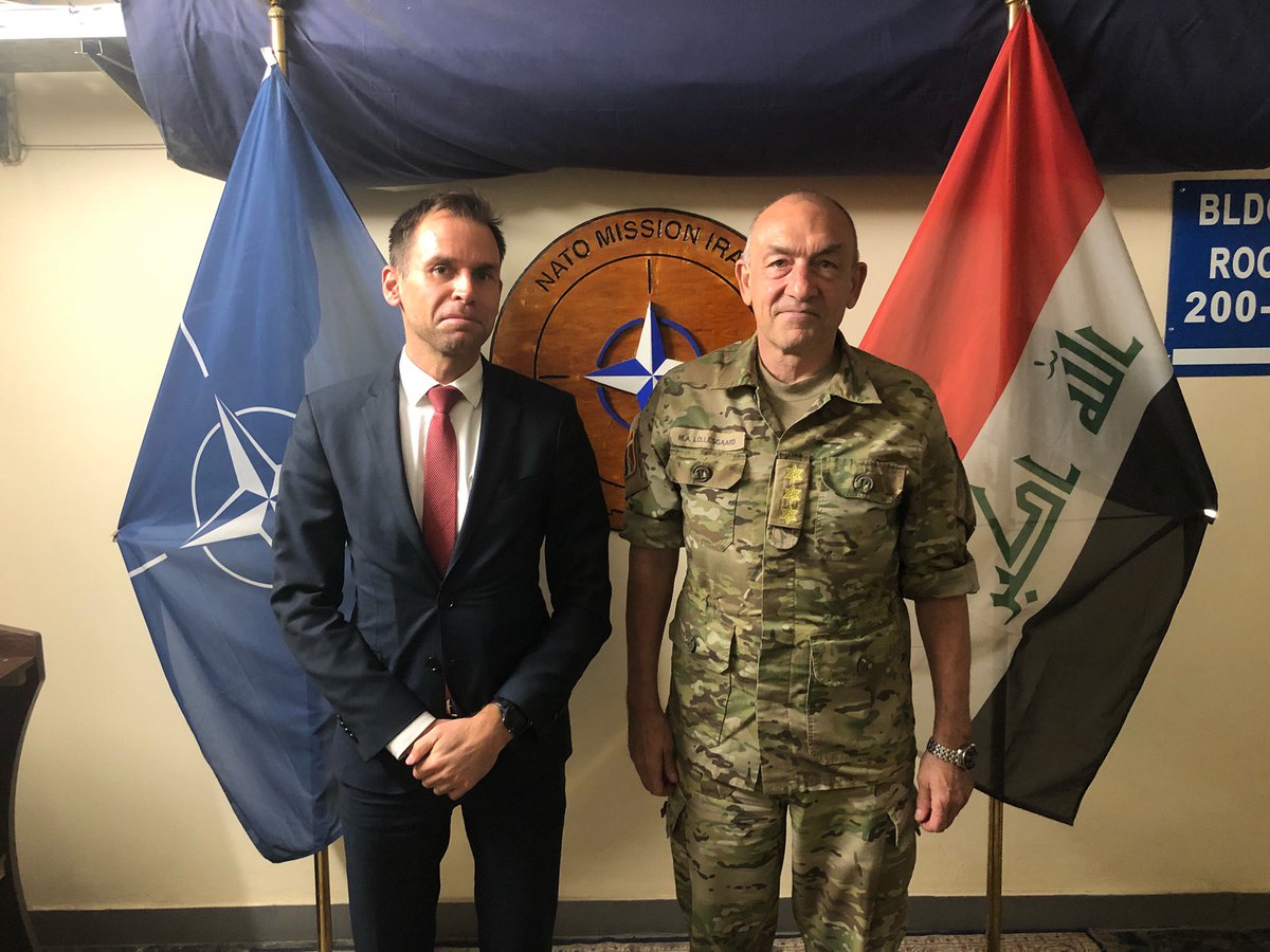 filipvdbulcke's tweet photo. Good meeting with @IraqNato Commander Lt. Gen. Lollesgaard to discuss NMI’s advisory work in support of the security sector in 🇮🇶 #Iraq #MiddleEast #Security https://t.co/eFq3BfGtJC