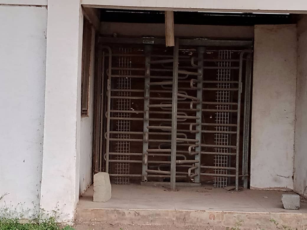 SaddickAdams's tweet photo. Pictures from Essipong Stadium today. 

Finance minister in November last year said the Stadium is 90% complete. My reporter says the contractor has left the site for several months. Stadium in complete ruins.

We spent over $45m building this 14 years ago. https://t.co/SBcSNma10P